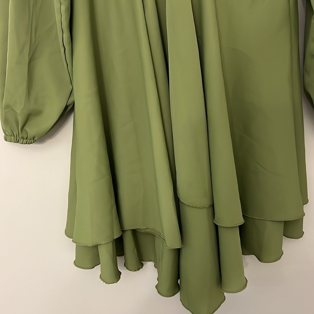 Deep V-Neck Long Sleeve Mini Dress - Picture 3 of 7